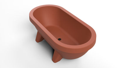 Terracotta Gardentub product render from above showing the drain
