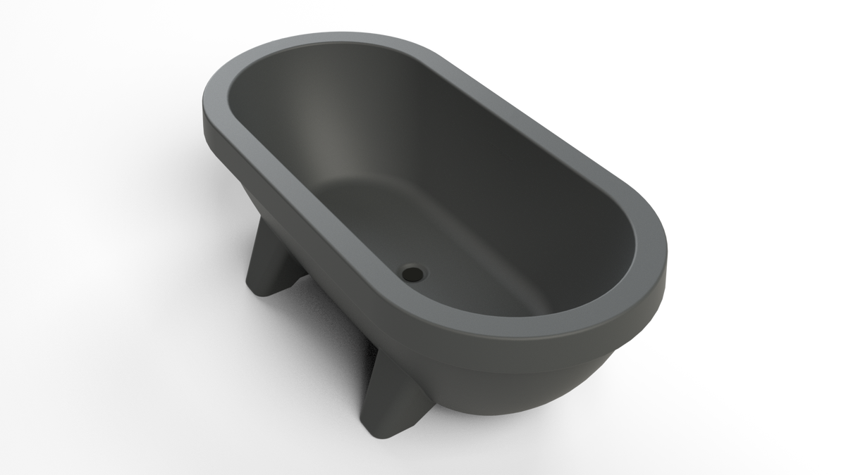 Anthracite Gardentub product render from above showing the drain