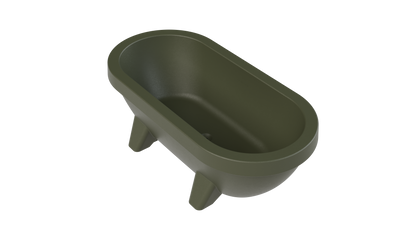 Olive Green Gardentub product render from above showing the drain